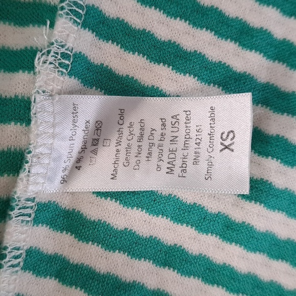 LuLaRoe Amelia Green White Striped Fit & Flare Causal Stretch Pockets Midi Dress - Picture 12 of 12